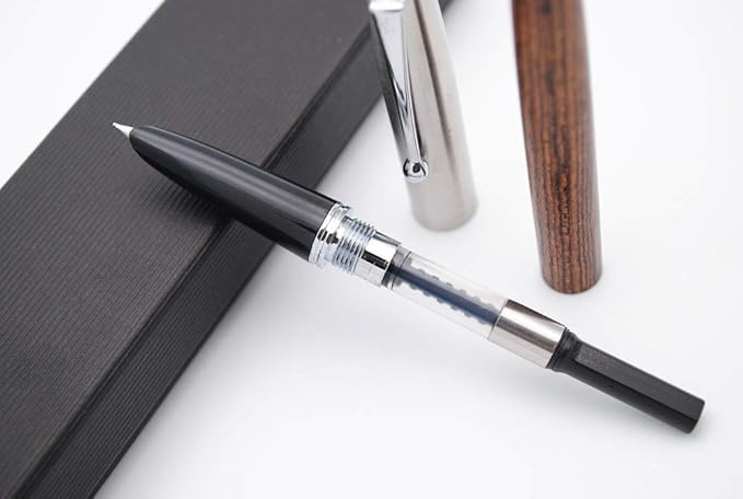 JINHAO 51A Wooden Fountain Pen Steel Cap (Tiger Wood, Extra Fine Nib 0.38mm)-DeskLoop Office