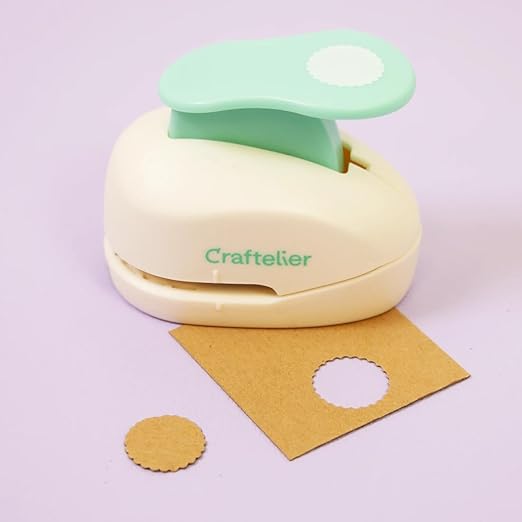 Craftelier - 5/8 Inch Circle Scallop Punch with lever press | Shape Hole Puncher for Paper Crafts | Scalloped Hole Punch for Scrapbooking, DIY Cards & Journals | Mini Hole Punch for Paper & Cardstock.-DeskLoop Office