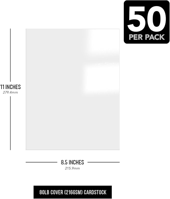 Double-Sided Heavyweight Gloss Digital C2S Cardstock – Perfect for Color Laser Printing, Flyers, Brochures, Photos | 8.5" x 11" | 80lb Cover | Acid Free, Glossy Coated on Both Sides | 50 Sheets-DeskLoop Office