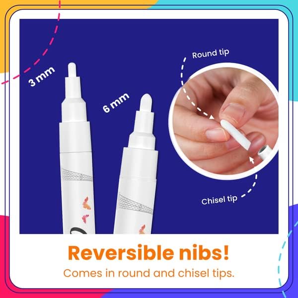 Chalkola 6 White Liquid Chalk Markers - White Dry Erase Liquid Chalk Pens for Chalkboard Signs, Blackboard, Car Window, Glass, Bistro | Variety pack - (3x) 3mm Fine Tip + (3x) 6mm Bold Size Ink Marker-DeskLoop Office