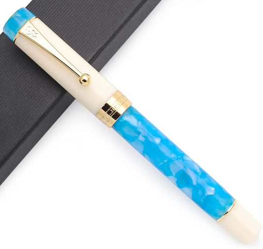 JINHAO 100 Fountain Pen with Ink Converter (Medium Nib 0.7mm, Sky Blue-B)-DeskLoop Office