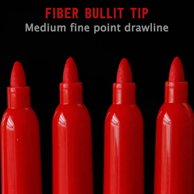 Volcanics Red Dry Erase Markers Low Odor Fine Whiteboard Markers Thin Box of 12-DeskLoop Office