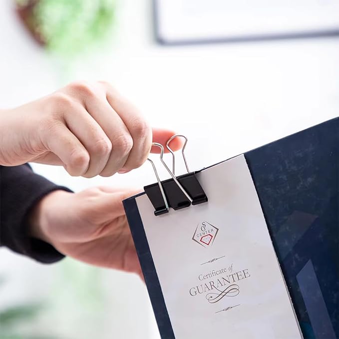 100 Pack Medium Binder Clips, Standard 32mm/1.25 in Binder, Durable Medium Black Binder Clips Bulk, Office Binder Supplies, Paper Binders, Metal Binders for Filing, Office, School, Home-DeskLoop Office