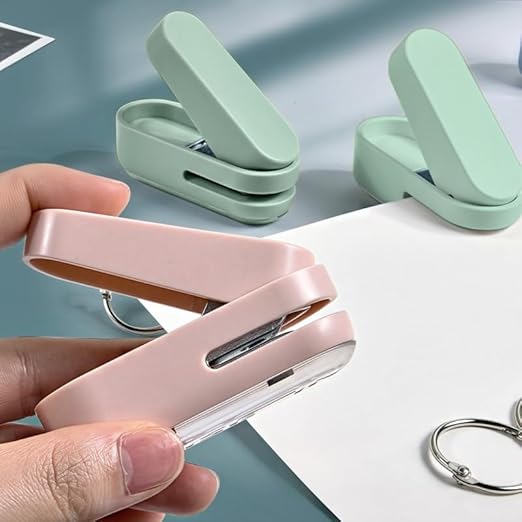 Magnoloran 2 Pack Single Hole Punch, 1/4 inch Mini Small Hole Puncher Heavy Duty Paper Hole Puncher Small Hole Punch One Hole Puncher for Crafts Paper Cards Tags Scrapbook-Pink&Green-DeskLoop Office