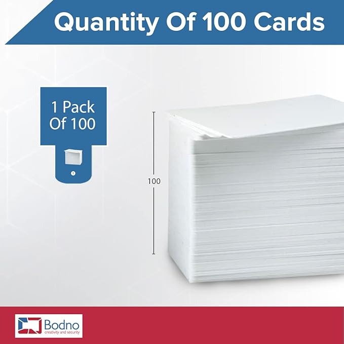 100 Pack - Bodno Premium CR80 30 Mil Graphic Quality PVC Cards