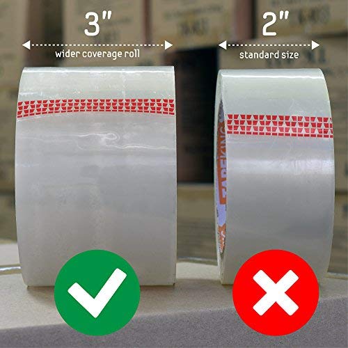 Tape King Clear Packing Tape 3 Inch Wide (2.7mil Thick) - 60 Yards Per Refill Roll (Pack of 6 Rolls) - Strong Sealing Adhesive Industrial Depot Tapes for Moving, Packaging, Shipping, Office & Storage-DeskLoop Office