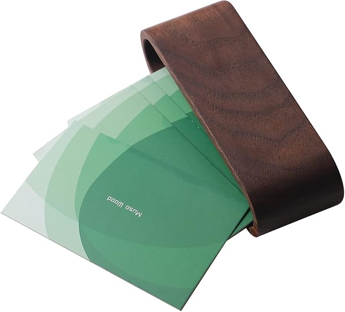 muso wood Business Card Holder for Desk Wooden Display Business Card Stand for Office Tabletop 4 Pack (Walnut)-DeskLoop Office