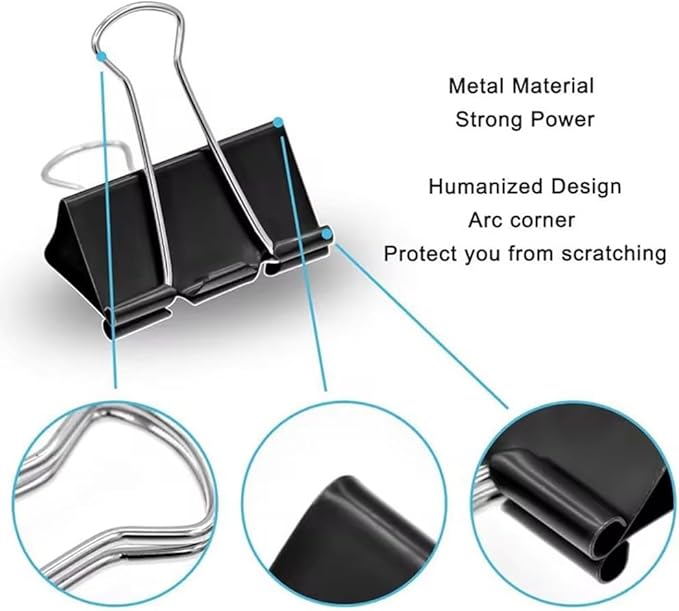 100 Pack Medium Binder Clips, Standard 32mm/1.25 in Binder, Durable Medium Black Binder Clips Bulk, Office Binder Supplies, Paper Binders, Metal Binders for Filing, Office, School, Home-DeskLoop Office
