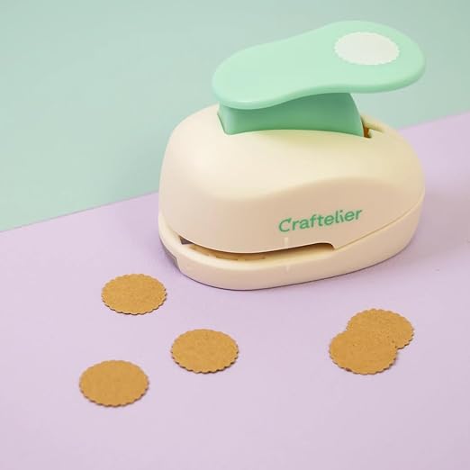 Craftelier - 5/8 Inch Circle Scallop Punch with lever press | Shape Hole Puncher for Paper Crafts | Scalloped Hole Punch for Scrapbooking, DIY Cards & Journals | Mini Hole Punch for Paper & Cardstock.-DeskLoop Office
