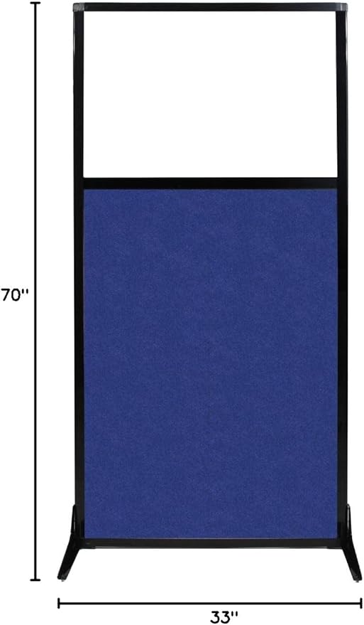 Versare Office Workstation Screen | Portable Wall Divider | Modern Cubicle | Freestanding Privacy Screen | Flexible Work Space | 1 Panel | 33" Wide x 70" Tall Blue SoundSorb Panels with Window-DeskLoop Office