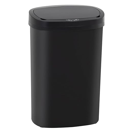 PayLessHere 13 Gallon Trash Can Kitchen Trash Can Automatic Garbage Can with Lid Touch Free High-Capacity Motion Sensor for Kitchen Bedroom Bathroom Office Wateproof Trash Bin (1, Black)-DeskLoop Office
