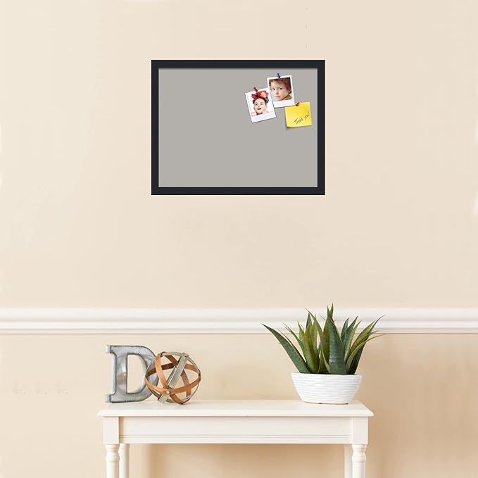 PinPix 20x15 Inch Cork Bulletin Board. This Decorative Framed Pin Board Comes with Dark Stone Design and a Satin Black Frame. Ideal for Home Office Decor or Message Board (PinPix-1808)-DeskLoop Office