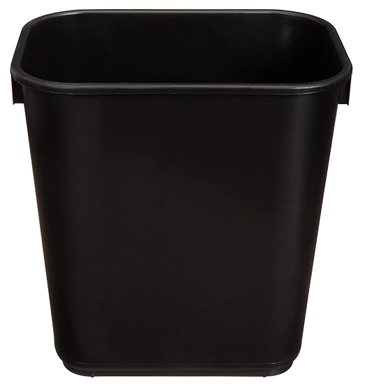 Amazon Basics Small Trash Can, Rectangular Commercial Office Wastebasket, 3 Gallon (Pack Of 2), Black (Previously AmazonCommercial brand)-DeskLoop Office