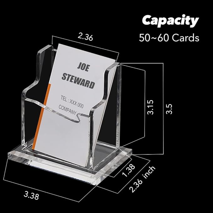 PARTSPOWER 2 Packs Acrylic Business Card Holders for Desk, Vertical Clear Business Name Card Display Stand, Desk Accessory Business Name Card Organizer (Vertical, 1-Slot)-DeskLoop Office