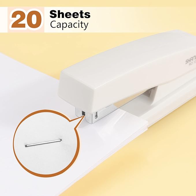 Tamaki Stapler, Office Stapler, Small Staplers for Desk, White-DeskLoop Office