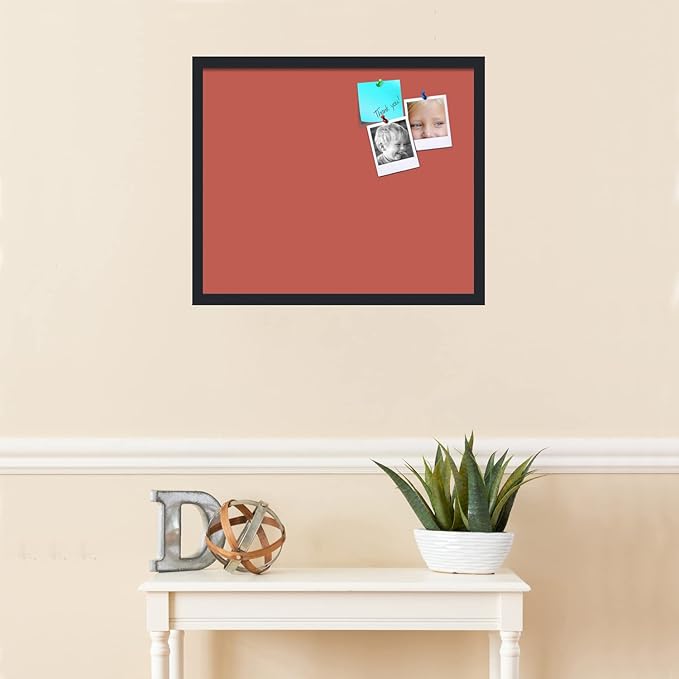 PinPix 24x20 Inch Cork Bulletin Board. This Decorative Framed Pin Board Comes with Crimson Pastel Design and a Satin Black Frame. Ideal for Home Office Decor or Message Board (PinPix-1807)-DeskLoop Office