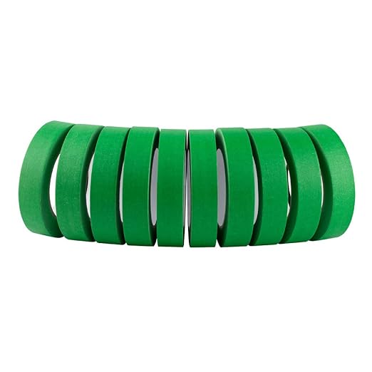 Lichamp 10 Pack Green Painters Tape 1 inch, Medium Adhesive Green Masking Tape Bulk Multi Pack, 1 inch x 55 Yards x 10 Rolls (550 Total Yards)-DeskLoop Office