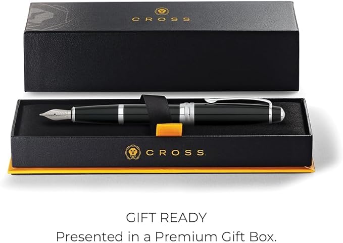 Cross Bailey Refillable Fountain Presented in a Premium Gift Box - Medium Point, Black Ink, Black-DeskLoop Office