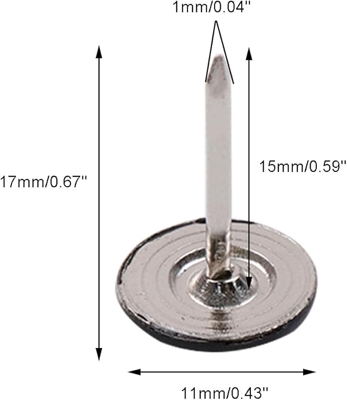 100Pcs Flat Head Upholstery Tacks Home Furniture Decor Tack Upholstery Nails Flat Push Pins Flats Thumb Tacks Black (11mmx17mm)-DeskLoop Office