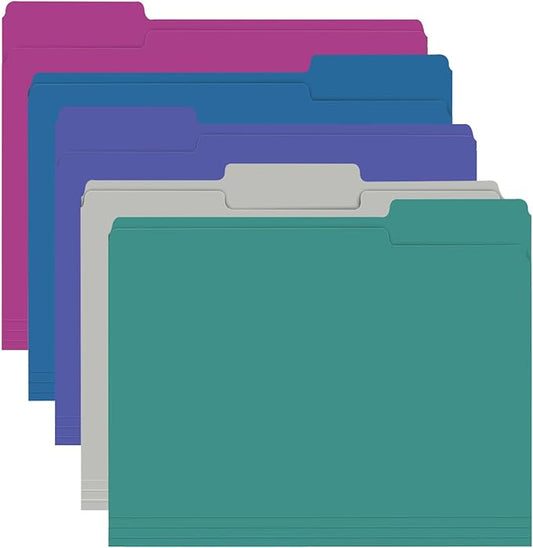 File Folder, RAZCC 150 Pack 1/3 Cut Tab File Folders Letter Size, Colored File Folders for Office Classroom Use, Colored Folders with Tabs, Assorted 5 Colors-DeskLoop Office
