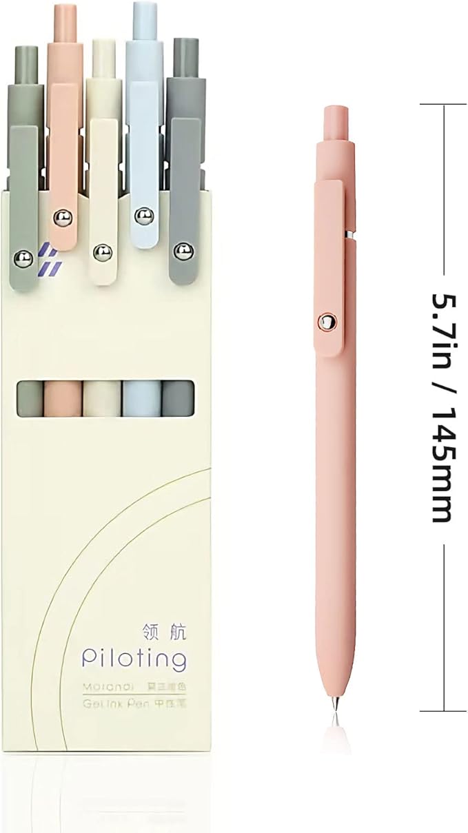 Gel Pens, 5 Pcs 0.5mm Fine Point Smooth Writing Japanese Cute High-End Series Black Ink Pens for Journaling Note Taking, School Office Supplies for Women Men (5 Pcs Morandi)-DeskLoop Office