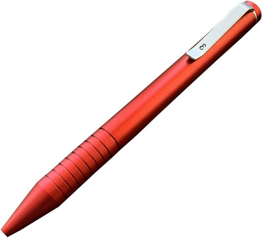 Everyman Grafton Mini Twist Refillable 0.7mm Ball Point Pen Crimson | Sleek Anodized Aluminum Pocket Pen with Grooved Grip | Smooth Writing EDC Ink Pen for Office, Travel, Work & Gifting-DeskLoop Office