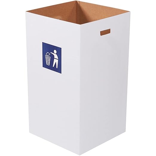Aviditi Cardboard Trash Cans and Recycling Bins, 50 Gallon 18" L x 18" W x 36" H (10-Pack) Reusable or Disposable Pop Up Garbage Boxes for Parties, Outdoor Events, Heavy Duty, Waste-DeskLoop Office