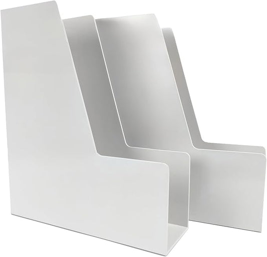 Vertical File Holder, 2 pack Plastic Document Organizer and Magazine Organizer, Multi-purpose Document Organizer for Home Office (White)-DeskLoop Office