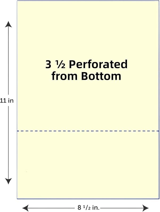 Limited Papers (TM) 8.5x11 Perforated Paper, 20/50 Pound, 75 GSM, Variety of Perforation Sizes and Colors, for Forms, Tickets, Postcards, Business Cards. (Pink, 2 up – 3.5” from bottom)-DeskLoop Office