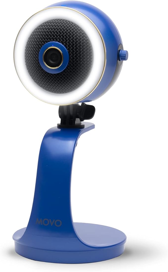Movo WebMic HD Pro All-in-One Webcam with Mic and Ring Light in Royal Blue- 1080p HD Camera, Pro Cardioid Condenser Microphone, LED Ring Light - HD Webcam for Streaming, Video Calls, Recording, Gaming-DeskLoop Office