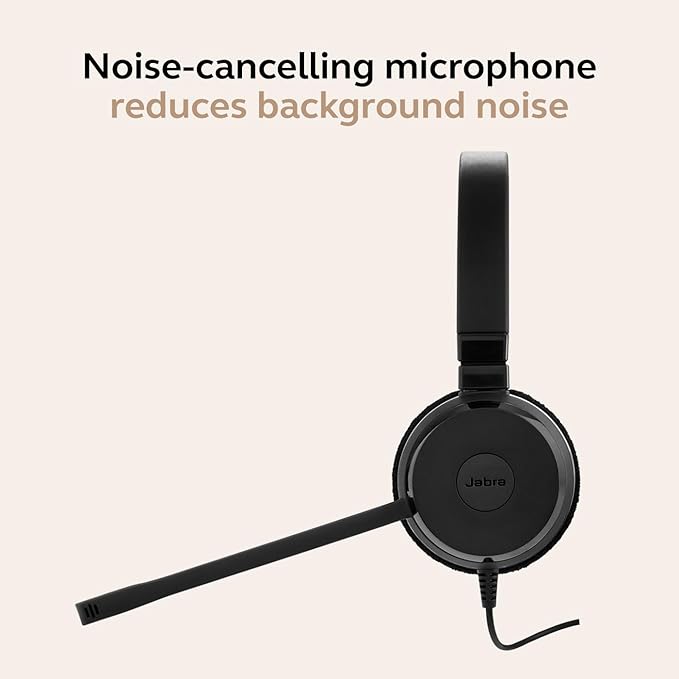 Jabra Evolve 30 II Wired Dual-Ear Headset with Mic for Work - 3.5mm Jack or USB-A/USB-C Connectivity, Computer Headset with Noise-Cancelling Microphone, Microsoft Teams Certified, Call Control – Black-DeskLoop Office