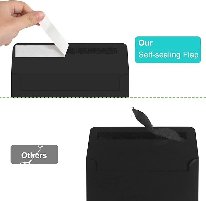 70 Packs A2 Black Envelopes for 4.5x5.5 Cards, Invitations, Photos, RSVP, Greeting Cards - Self-Seal Postcard Envelopes-DeskLoop Office