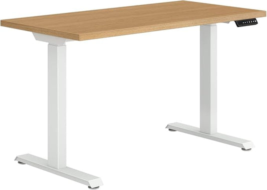 HON Coze Electric Standing Desk Adjustable Height, Coordinate Height Adjustable Desk, 48", Natural Recon Top, White Base-DeskLoop Office