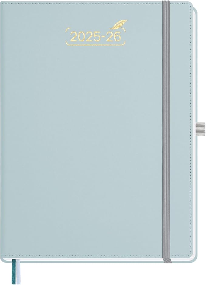 BEZEND Weekly Planner 2025-2026 with 2 Columns, 8.5" x 11" Academic Calendar 18 Months (Jul 25-Dec 26) Life Work Appointment Book with Monthly Tab, PU Leather Hardcover - Dutch Blue-DeskLoop Office