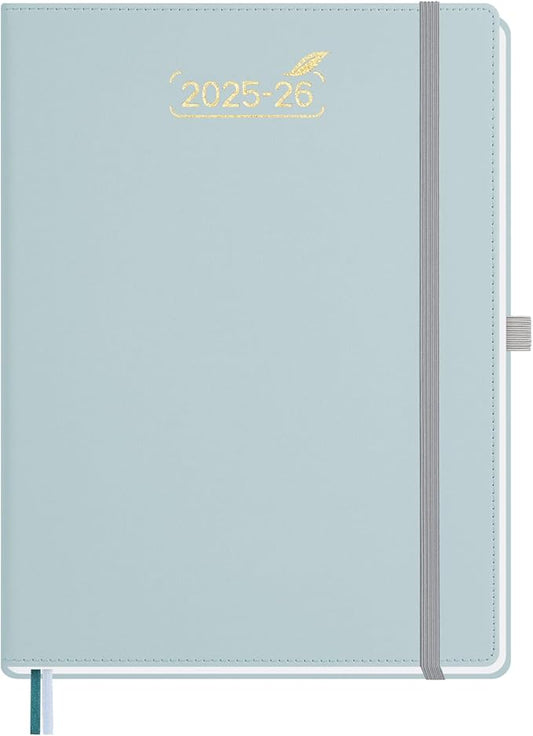 BEZEND Weekly Planner 2025-2026 with 2 Columns, 8.5" x 11" Academic Calendar 18 Months (Jul 25-Dec 26) Life Work Appointment Book with Monthly Tab, PU Leather Hardcover - Dutch Blue-DeskLoop Office