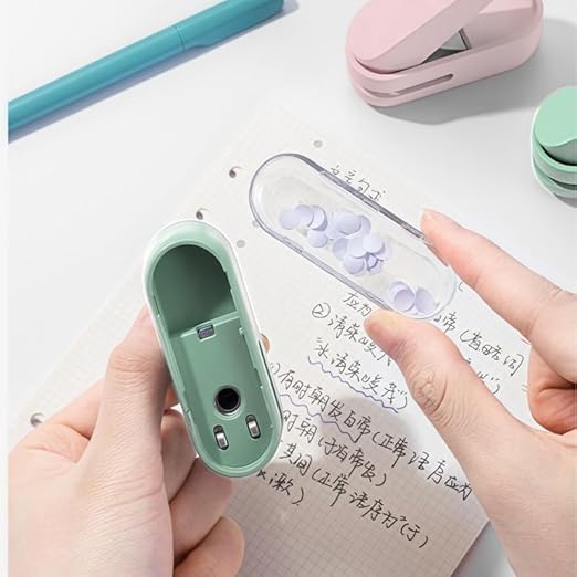 Magnoloran 2 Pack Single Hole Punch, 1/4 inch Mini Small Hole Puncher Heavy Duty Paper Hole Puncher Small Hole Punch One Hole Puncher for Crafts Paper Cards Tags Scrapbook-Pink&Green-DeskLoop Office