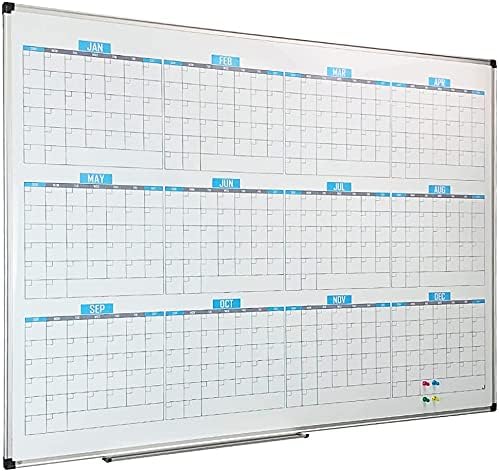 XBoard Magnetic Calendar Whiteboard 48" x 36", 12 Months Calendar Dry Erase Board, Silver Aluminium Framed White Board Planner for Home School Office Organization-DeskLoop Office