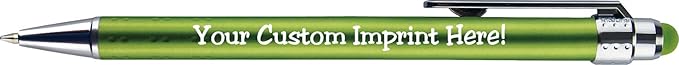 Personalized Pens with Stylus Tip -Bright Vibes- Click action - Custom - Black writing - Printed Name pens - Imprinted with Your Logo or Message - FREE PERSONALIZATION - 12 Pens/Box (Green)-DeskLoop Office