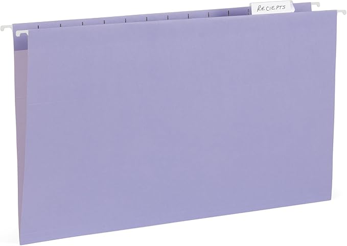 25 Blue Summit Supplies Legal Size Hanging File Folders - Assorted Gem Tone Colors (Turquoise, Teal, Coral, Purple, Magenta), Durable 11pt Paper, Plastic Tabs and Inserts Included-DeskLoop Office