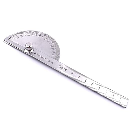 Atoplee Stainless Steel Protractor 0-180° Round Head Protractor - Angle Finder Craftsman Ruler Machinist Tool Ruler Adjustable Woodworking Angle Measure Tool-DeskLoop Office