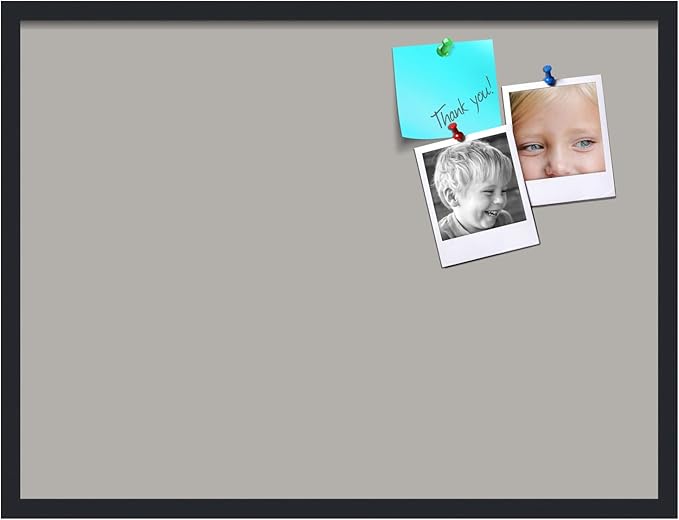 PinPix 32x24 Inch Cork Bulletin Board. This Decorative Framed Pin Board Comes with Dark Stone Design and a Satin Black Frame. Ideal for Home Office Decor or Message Board (PinPix-1808)-DeskLoop Office