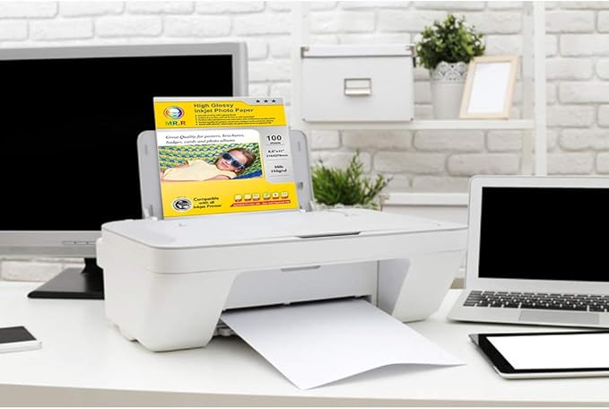 MR.R Single Side High Glossy Inkjet Photo Paper Letter Size 8.5"x11" with 100 sheets per pack 135gsm 35LB-DeskLoop Office