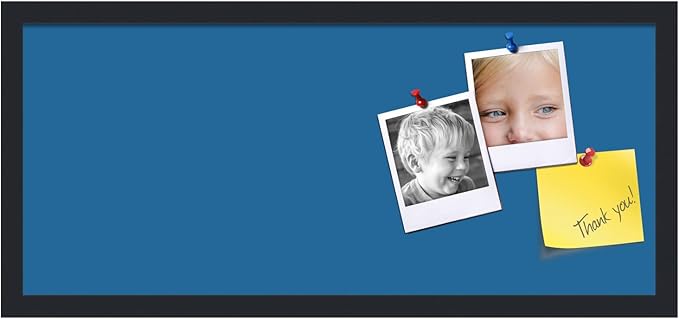 PinPix 28x12 Inch Cork Bulletin Board. This Decorative Framed Pin Board Comes with Navy Pastel Design and a Satin Black Frame. Ideal for Home Office Decor or Message Board (PinPix-1811)-DeskLoop Office