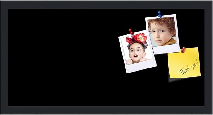 PinPix 24x12 Inch Cork Bulletin Board. This Decorative Framed Pin Board Comes with Solid Black Design and a Satin Black Frame. Ideal for Home Office Decor or Message Board (PinPix-622)-DeskLoop Office