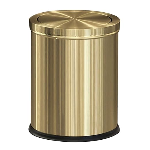 15L/4GAL Gold Bathroom Trash Can, Small Waste Basket with Flipping Lid,Modern Trash can, Golden Trash Can for Bathroom,Kitchen,Living Room,Hotel,Office(Singer Gold)-DeskLoop Office