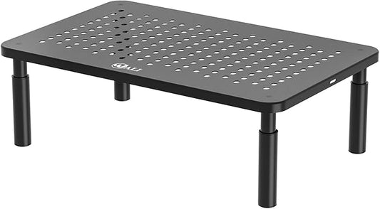 WALI Computer Monitor Stand for Desk, Adjustable Laptop Riser, Desk Monitor Stand Underneath Storage for Office, Home, School Supplies (STT003), 1 Pack, Black-DeskLoop Office
