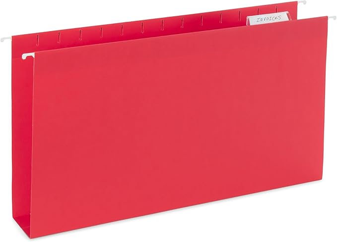 25 Blue Summit Supplies Legal Size Hanging File Folders - Assorted Colors, 2" Expansion, Legal Hanging File Folders for Filing Cabinet, 11PT Paper Stock with Tabs and Inserts Included-DeskLoop Office