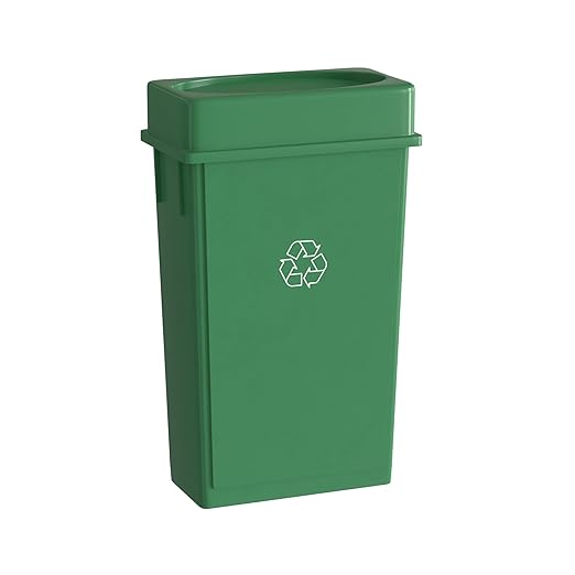 23 Gallon Green Recycle Slim Jim Trash Can with Drop Shot Lid-DeskLoop Office