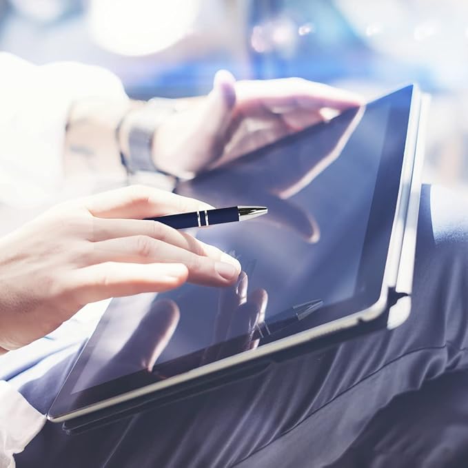 Ballpoint Pen with Stylus Tip, Soft Touch Click Metal Pen, 1.0mm Medium Point, Black Ink, 18 Count(6 Colors)-DeskLoop Office