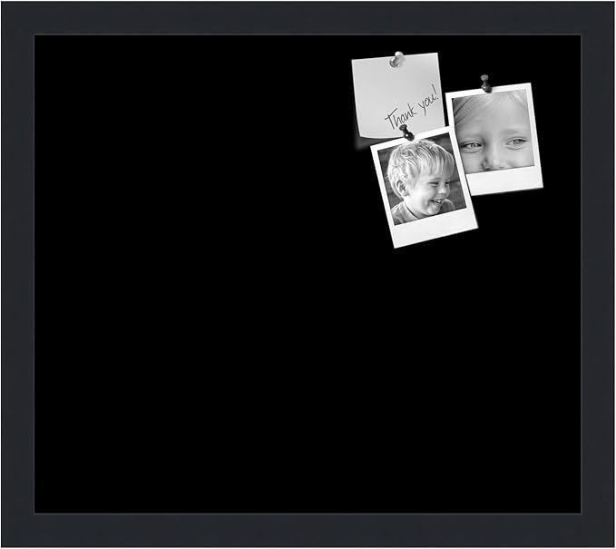 PinPix 16x14 Inch Cork Bulletin Board. This Decorative Framed Pin Board Comes with Solid Black Design and a Satin Black Frame. Ideal for Home Office Decor or Message Board (PinPix-622)-DeskLoop Office
